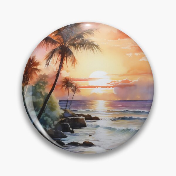 Artikelvorschau, Sonnenuntergang in Florida State Palm Trees Ocean Relaxation Canvas Print Wraps entworfen und verkauft von SandaArtDesign.