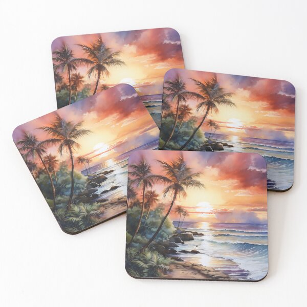 Item preview, Sunset in Florida State Palm Trees Ocean Relaxation Canvas Print Wraps designed and sold by SandaArtDesign.