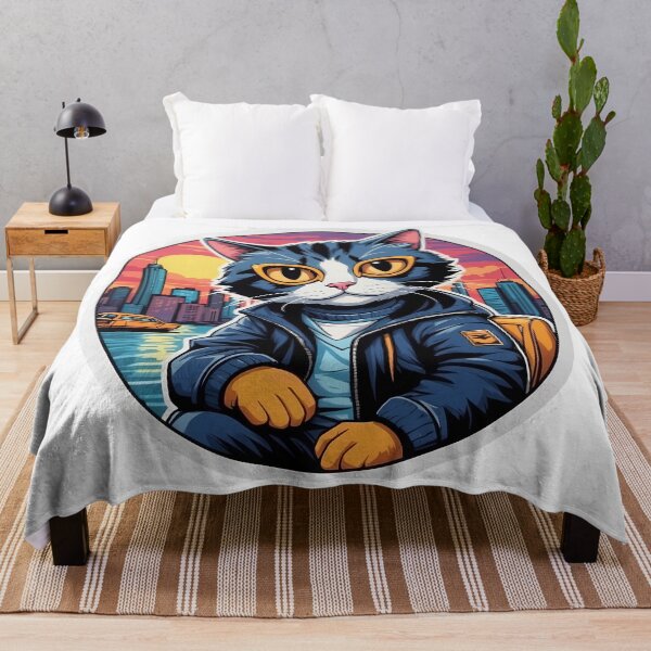Item preview, Cool Retro Street Cat Relaxing By The Shore designed and sold by Xzendor7 Digital Art Creations.