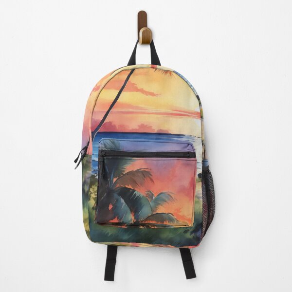 Item preview, Breathtaking Watercolor Masterpiece Illustration Print on Canvas Ocean Palm Tree designed and sold by SandaArtDesign.