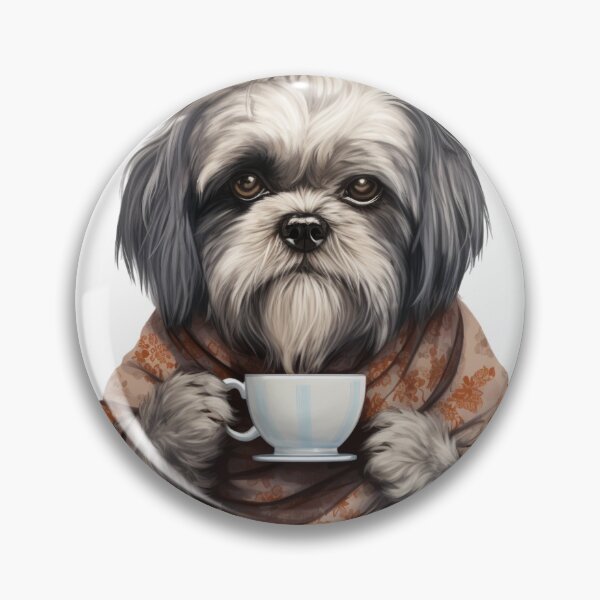Item preview, Shitzu on it holding a cup of tea designed and sold by JonathanP514.