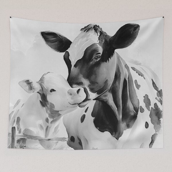 Item preview, Hereford Mother & Baby Cow Black and White designed and sold by TheAnimalZ00.