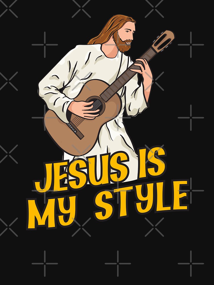 Thumbnail 7 of 7, Classic T-Shirt, Jesus Playing Acoustic Guitar - Jesus Is My Style designed and sold by ChristlikeMerch.