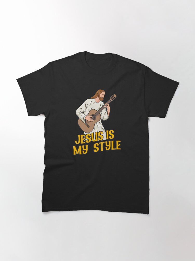 Thumbnail 3 of 7, Classic T-Shirt, Jesus Playing Acoustic Guitar - Jesus Is My Style designed and sold by ChristlikeMerch.