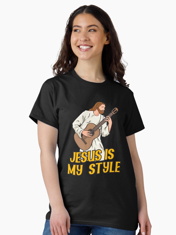Thumbnail 2 of 7, Classic T-Shirt, Jesus Playing Acoustic Guitar - Jesus Is My Style designed and sold by ChristlikeMerch.