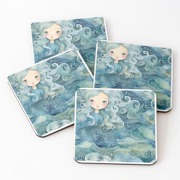 Item preview, Blue Green Mermaid Girl  designed and sold by ArtMeetsPizza.