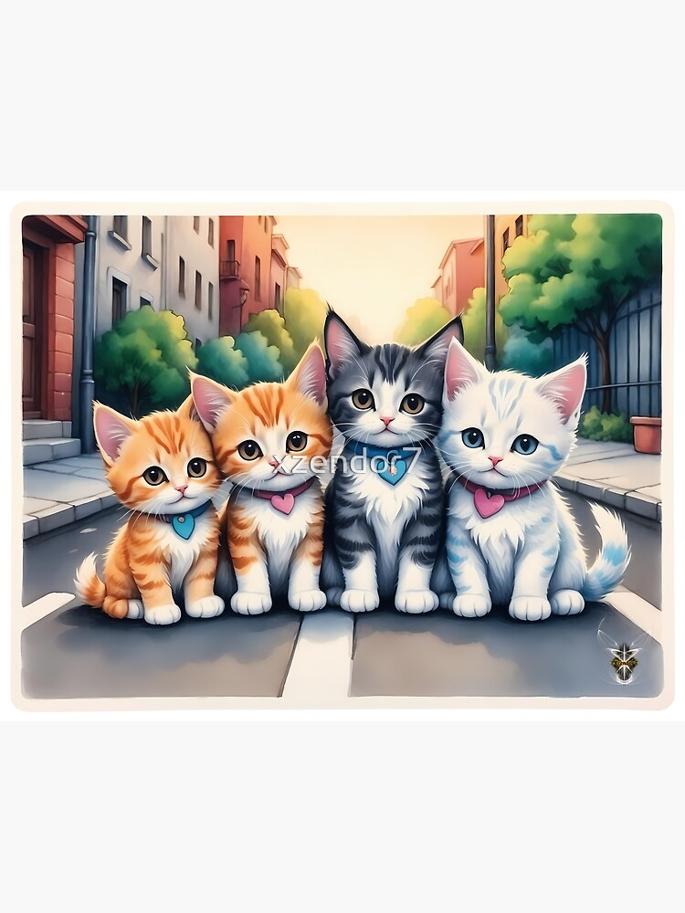 激安正規品 Cats Street Cute Kitten Xzendor7 by Art Concept AI Posse 絵画