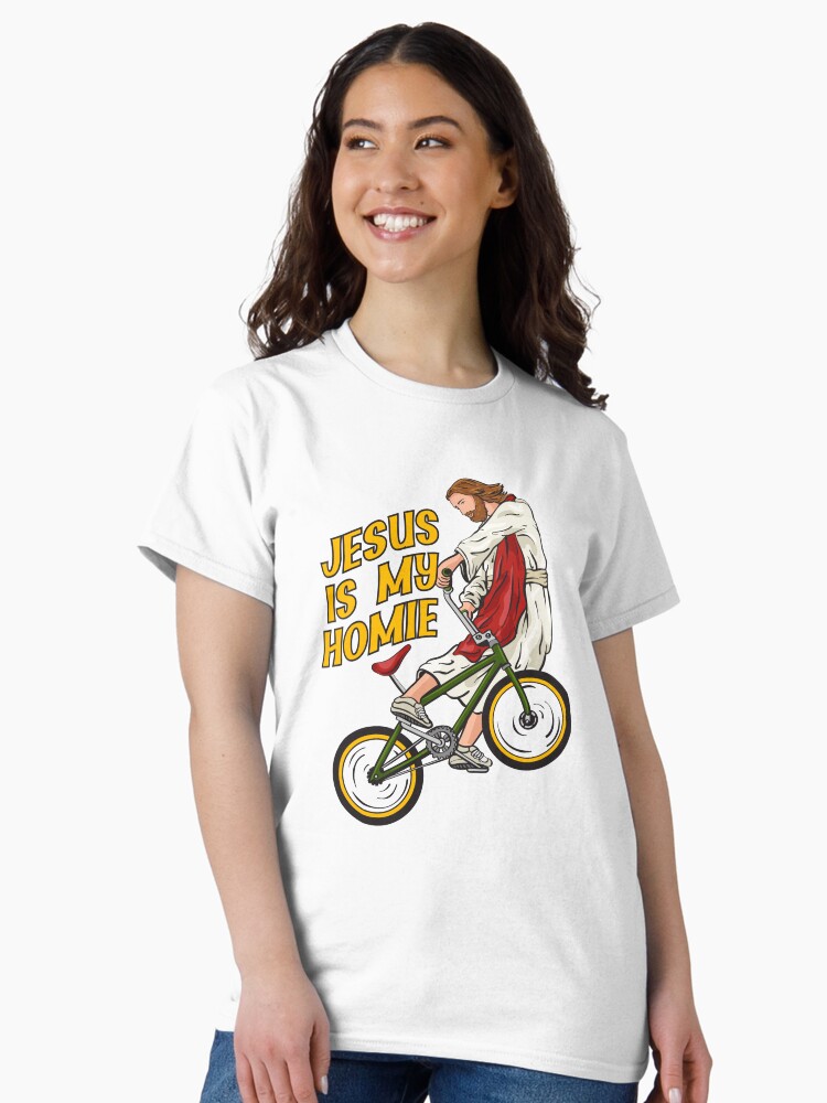 Thumbnail 2 of 7, Classic T-Shirt, Jesus on BMX designed and sold by ChristlikeMerch.