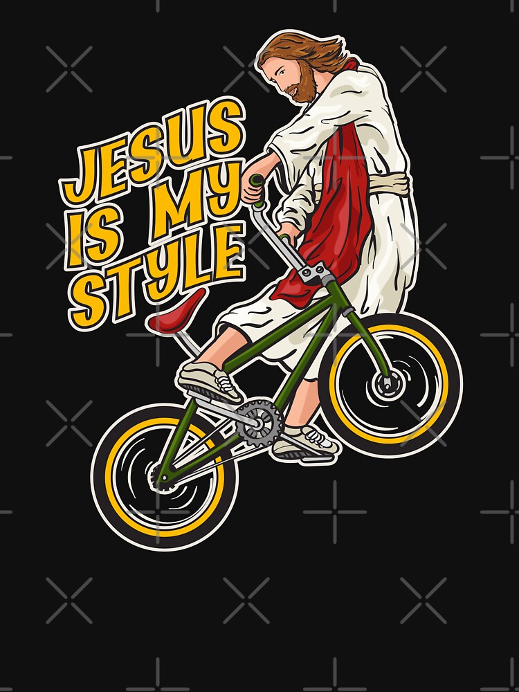 Thumbnail 7 of 7, Essential T-Shirt, Christ on a Bike - BMX Jesus designed and sold by ChristlikeMerch.