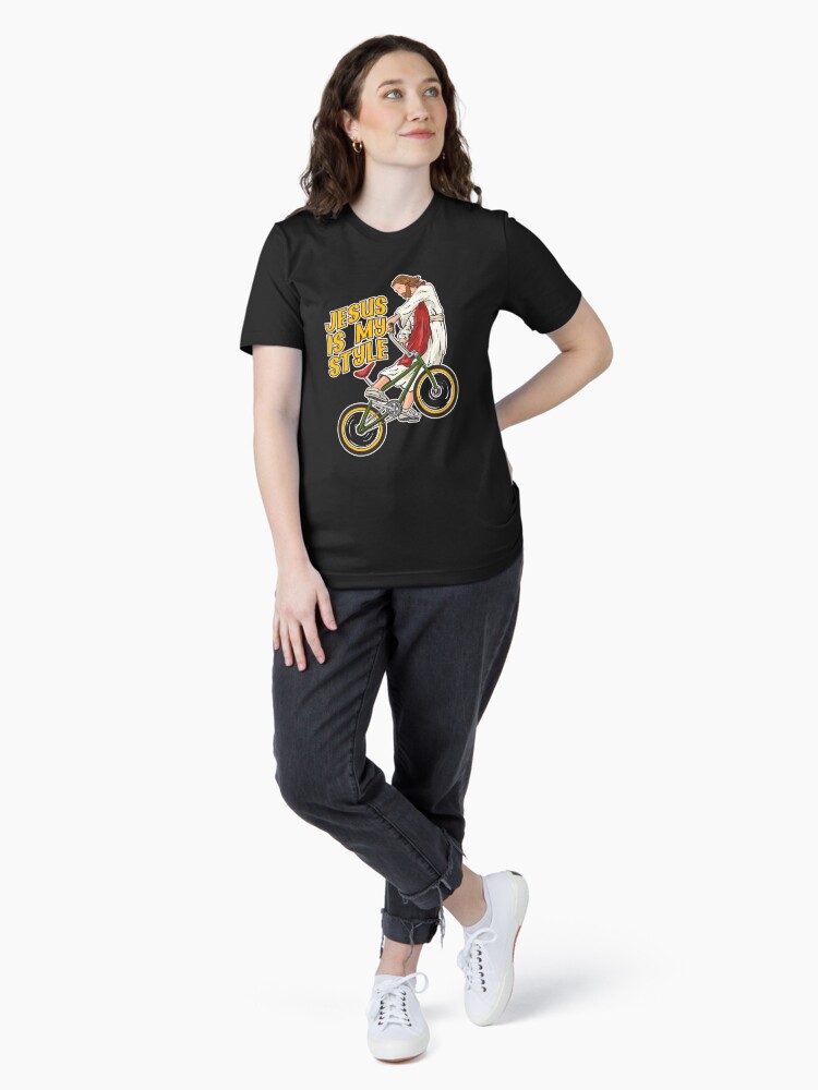 Thumbnail 4 of 7, Essential T-Shirt, Christ on a Bike - BMX Jesus designed and sold by ChristlikeMerch.