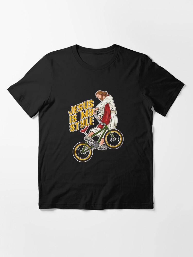 Thumbnail 3 of 7, Essential T-Shirt, Christ on a Bike - BMX Jesus designed and sold by ChristlikeMerch.