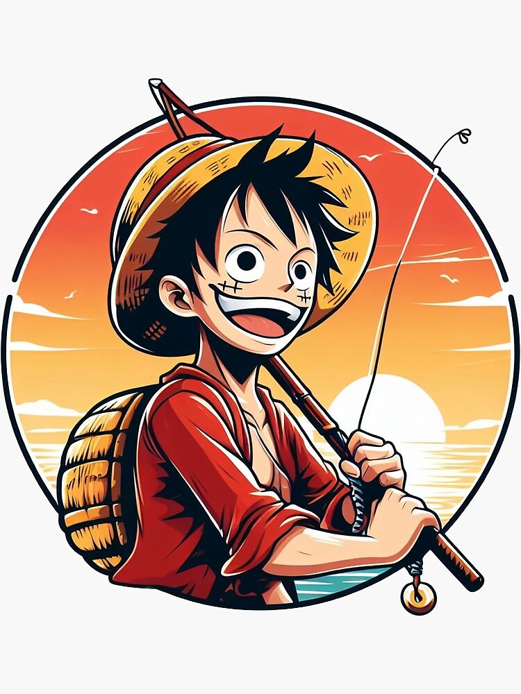 Monkey D. Luffy Fishing Sticker for Sale by red-potato