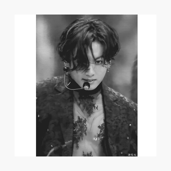Item preview, Kpop BTS Jungkook Black and White Kpop Idol designed and sold by StarBunnyDesign.