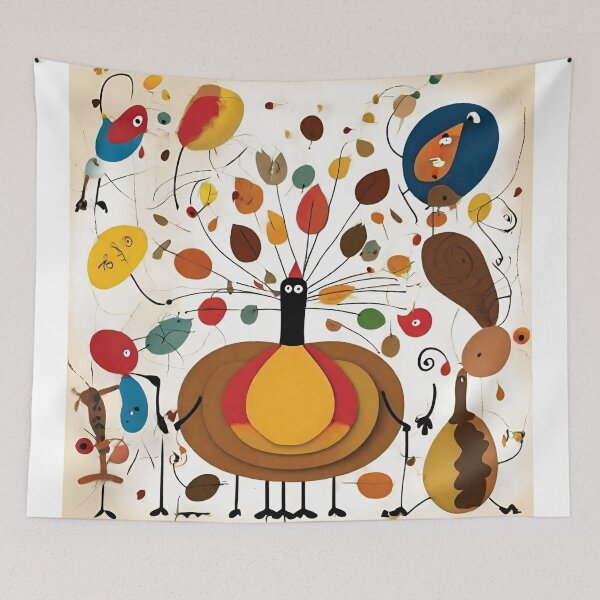 Item preview, Joan Miro Inspired Abstract Thanksgiving Turkey designed and sold by bettypure.