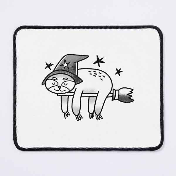 Item preview, Tattoo Style Sloth wizard on a flying broomstick designed and sold by jazzydevil.