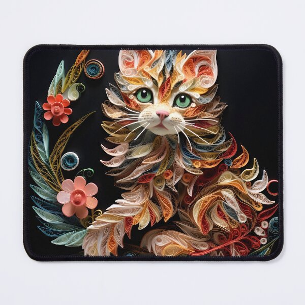 Item preview, Adorable paper quilling kitten print designed and sold by dcrc.