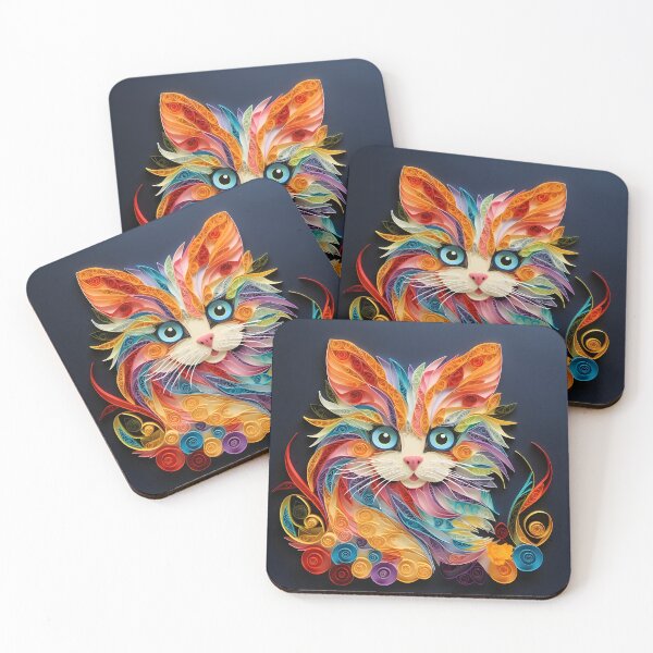 Item preview, adorable paper quilling kitten print designed and sold by dcrc.