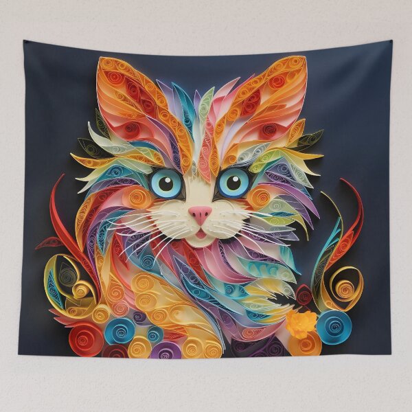 Item preview, adorable paper quilling kitten print designed and sold by dcrc.