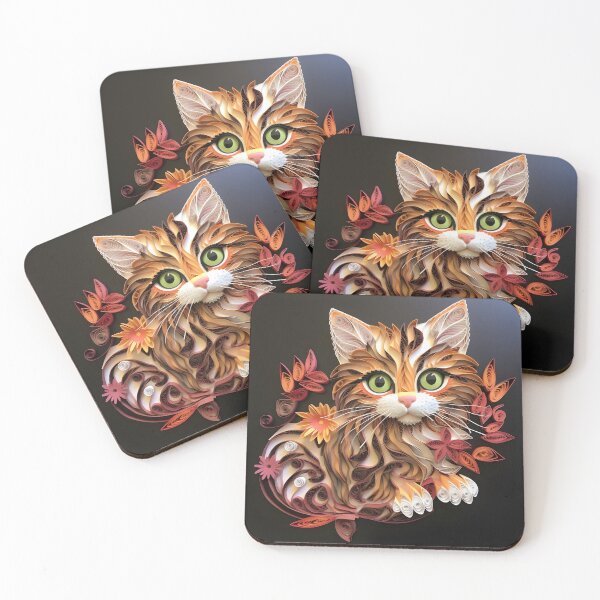 Item preview, adorable paper quilling kitten print designed and sold by dcrc.