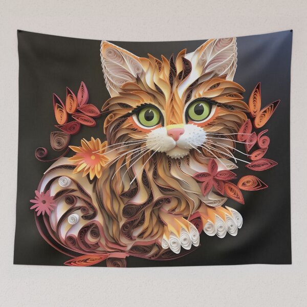 Item preview, adorable paper quilling kitten print designed and sold by dcrc.
