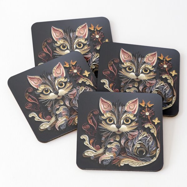 Item preview, adorable paper quilling kitten print designed and sold by dcrc.