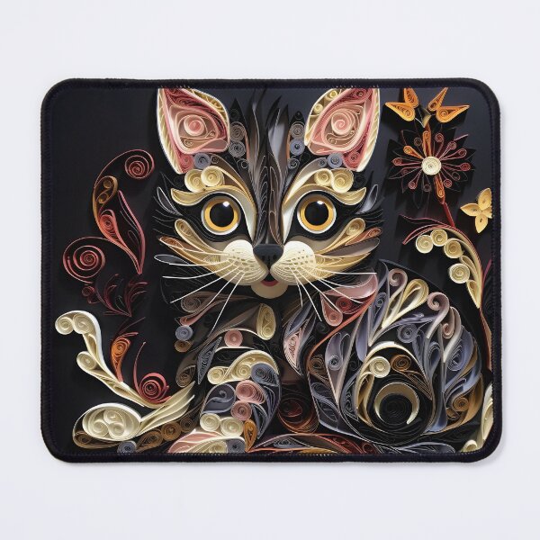 Item preview, adorable paper quilling kitten print designed and sold by dcrc.