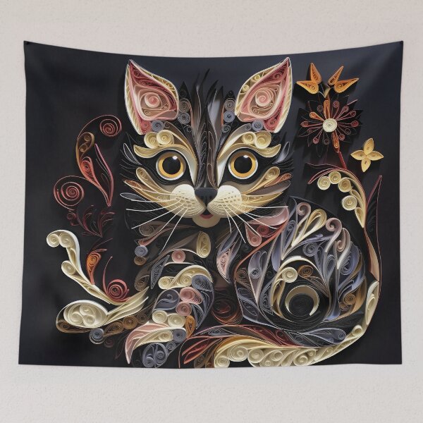 Item preview, adorable paper quilling kitten print designed and sold by dcrc.