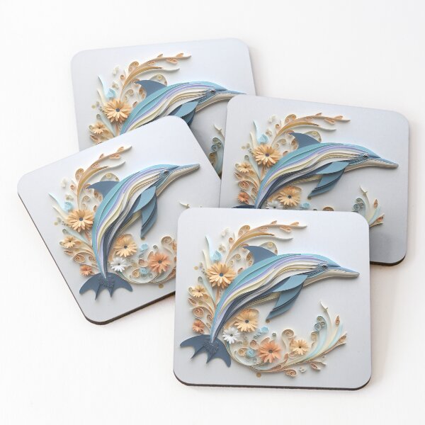 Item preview, adorable paper quilling dolphin print designed and sold by dcrc.