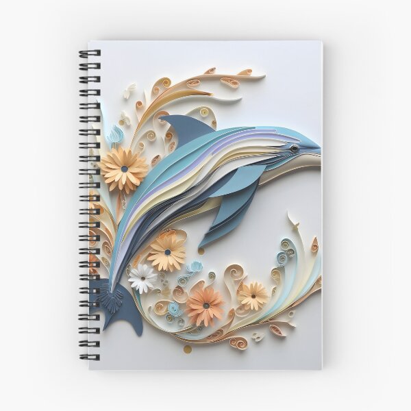 Item preview, adorable paper quilling dolphin print designed and sold by dcrc.