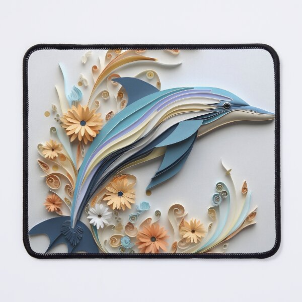 Item preview, adorable paper quilling dolphin print designed and sold by dcrc.