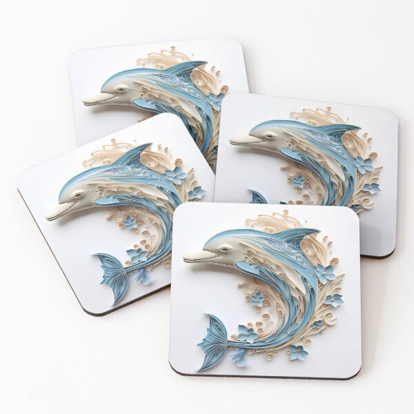 Item preview, adorable paper quilling dolphin print designed and sold by dcrc.