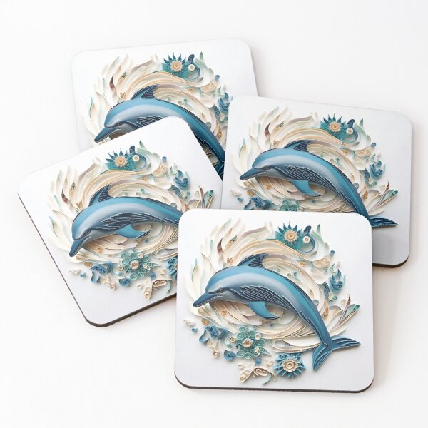 Item preview, adorable paper quilling dolphin print designed and sold by dcrc.