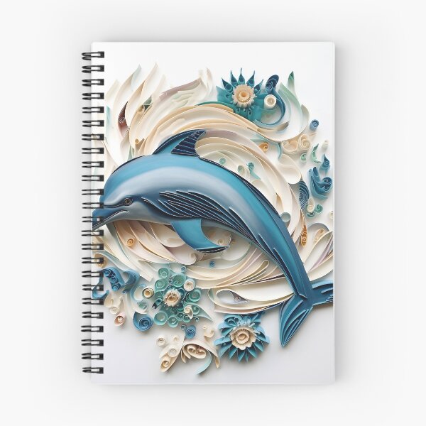 Item preview, adorable paper quilling dolphin print designed and sold by dcrc.