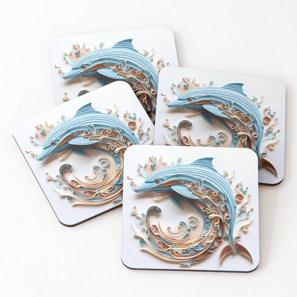 Item preview, adorable paper quilling dolphin print designed and sold by dcrc.