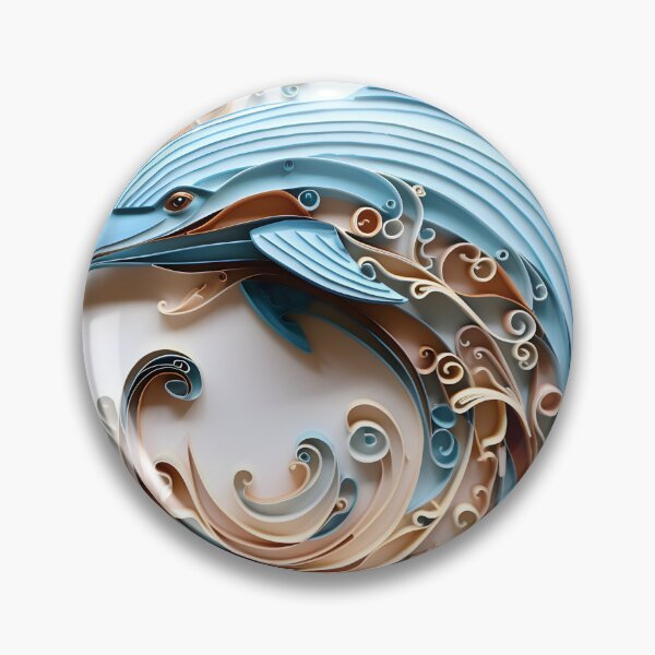 Item preview, adorable paper quilling dolphin print designed and sold by dcrc.