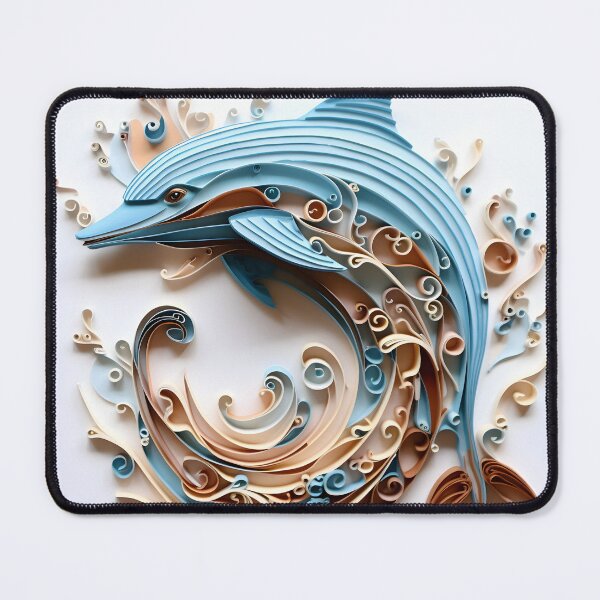 Item preview, adorable paper quilling dolphin print designed and sold by dcrc.
