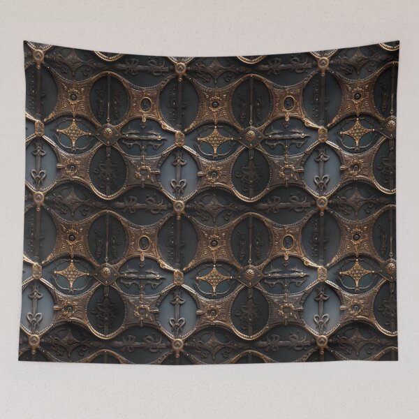 Item preview, Gothic Revival Arthurian Shield: Forged Iron Elegance with Gilded Accents designed and sold by polonuim210.