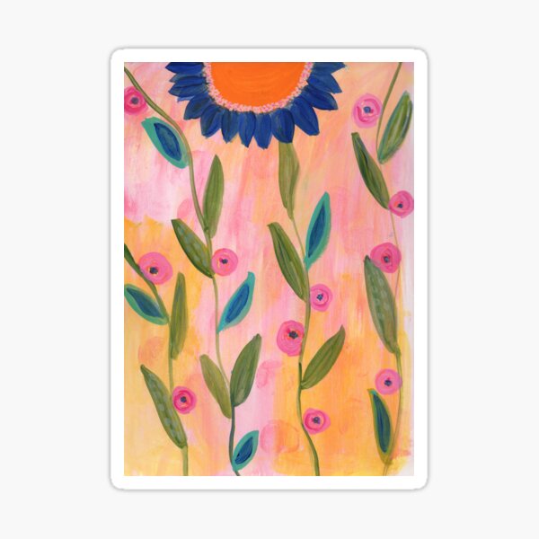 Orange You Here Flower Pattern Sticker