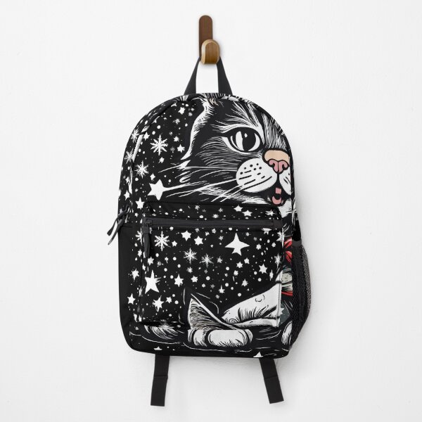 Item preview, funny black cat pushing christmas tree designed and sold by Batiz.