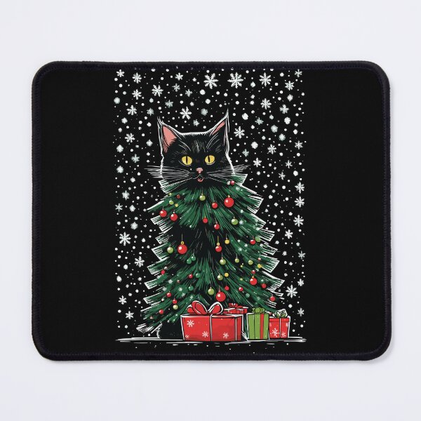 Artikelvorschau, Lustige schwarze Katze, die Weihnachtsbaum schiebt entworfen und verkauft von Batiz.