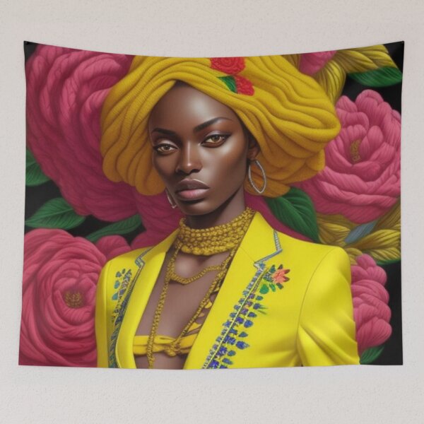 Item preview, Yellow and pink floral fashion print  designed and sold by Roxburylane.