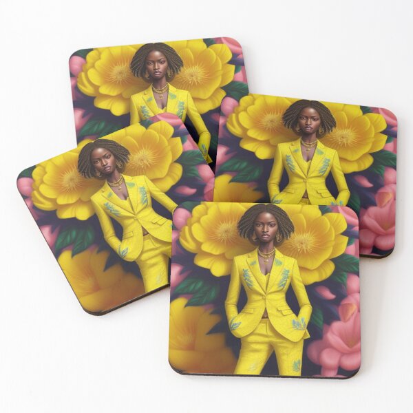 Item preview, Yellow and pink floral fashion print  designed and sold by Roxburylane.