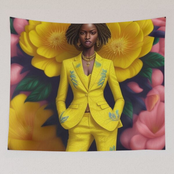 Item preview, Yellow and pink floral fashion print  designed and sold by Roxburylane.