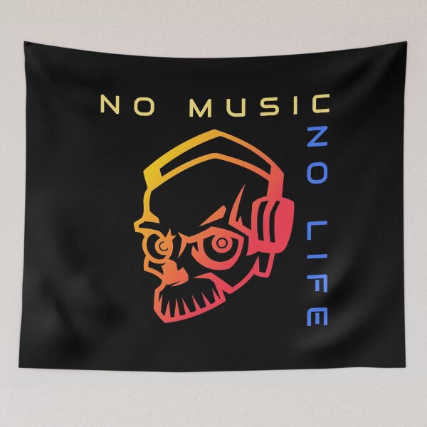 Item preview, No Music No Life - Cool Music Lover Quotes - Headphone Skull designed and sold by WIZECROW.