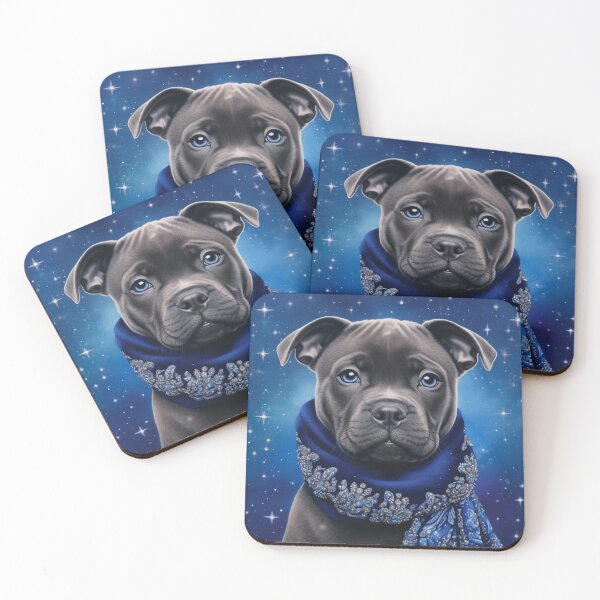 Item preview, Staffy Against Blue Background designed and sold by Nocturne  Paws.
