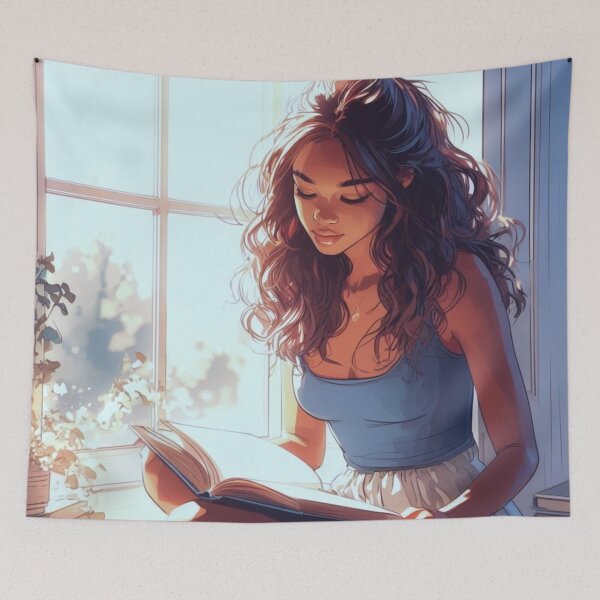 Item preview, A girl reading a book. designed and sold by growing-mom.