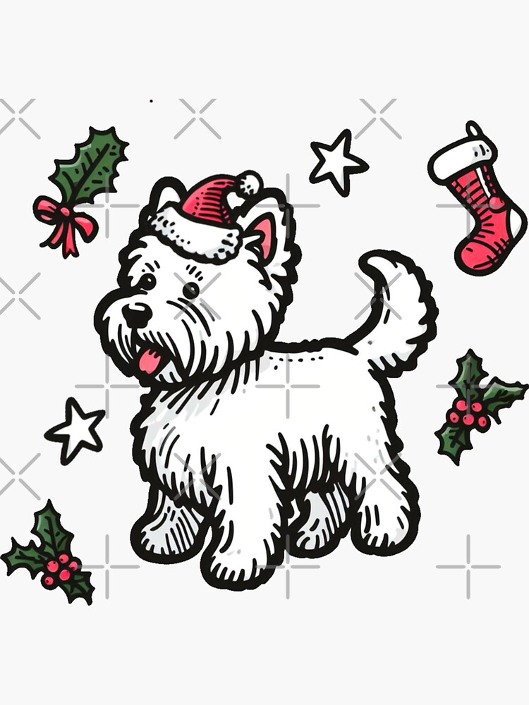 Three Westie Dog In Sock Christmas Santa Hat Xmas Dog T-Shirt