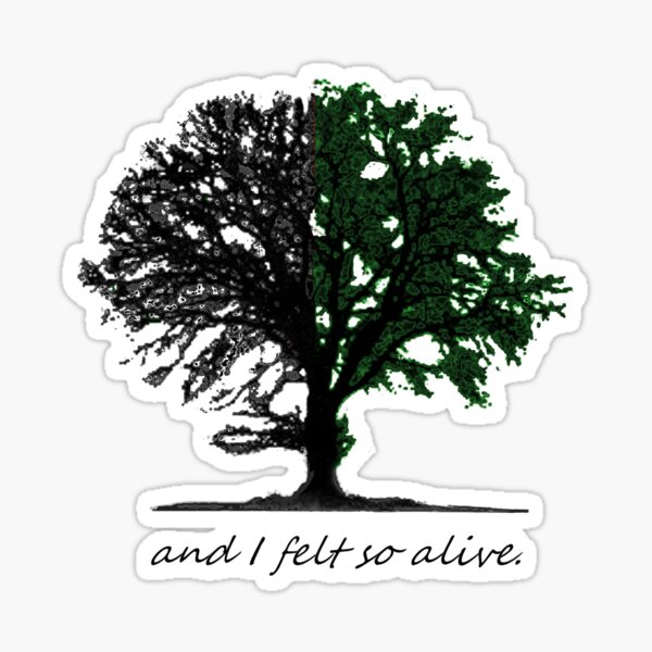 Half green tree with quote Sticker