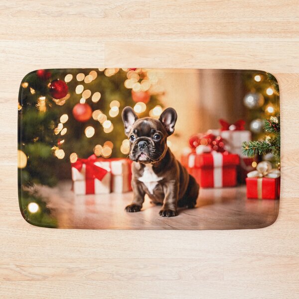 Item preview, French Bulldog Puppy's First Christmas with Holiday Gifts designed and sold by nicecorgi.