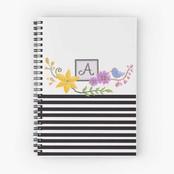 Item preview, Letter A with flowers, bird, and stripes designed and sold by SimplyMeganG.